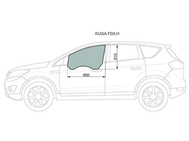 KUGA FD/LH Стекло боковое опускное (Спереди/ Слева/ Цвет зеленый) Ford Kuga 08-13